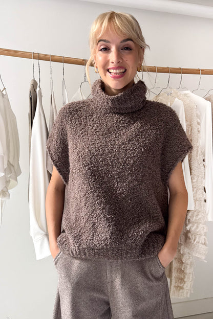 Garbós buklé mellény-bézsmabarna