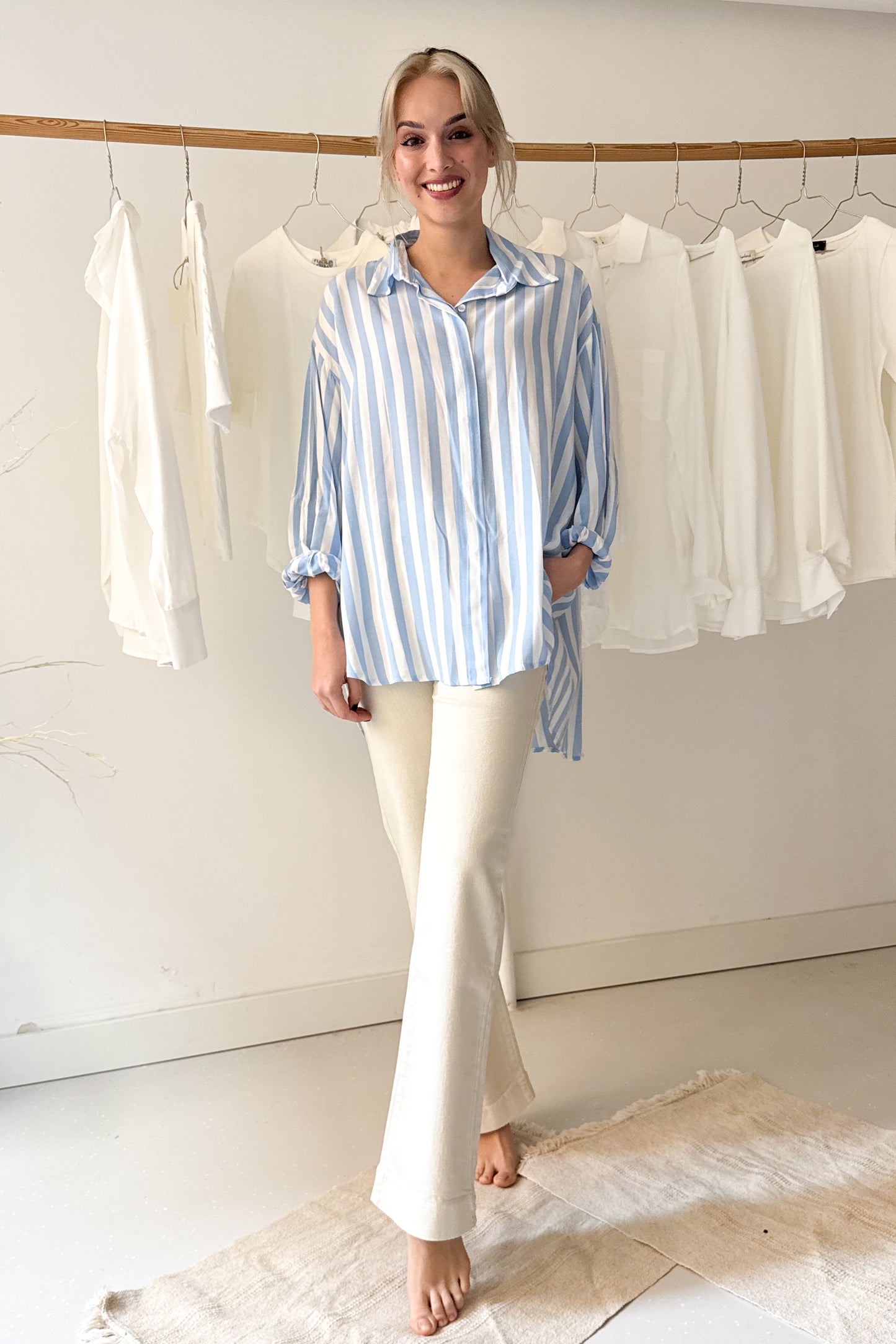 Kék csíkos oversize ing