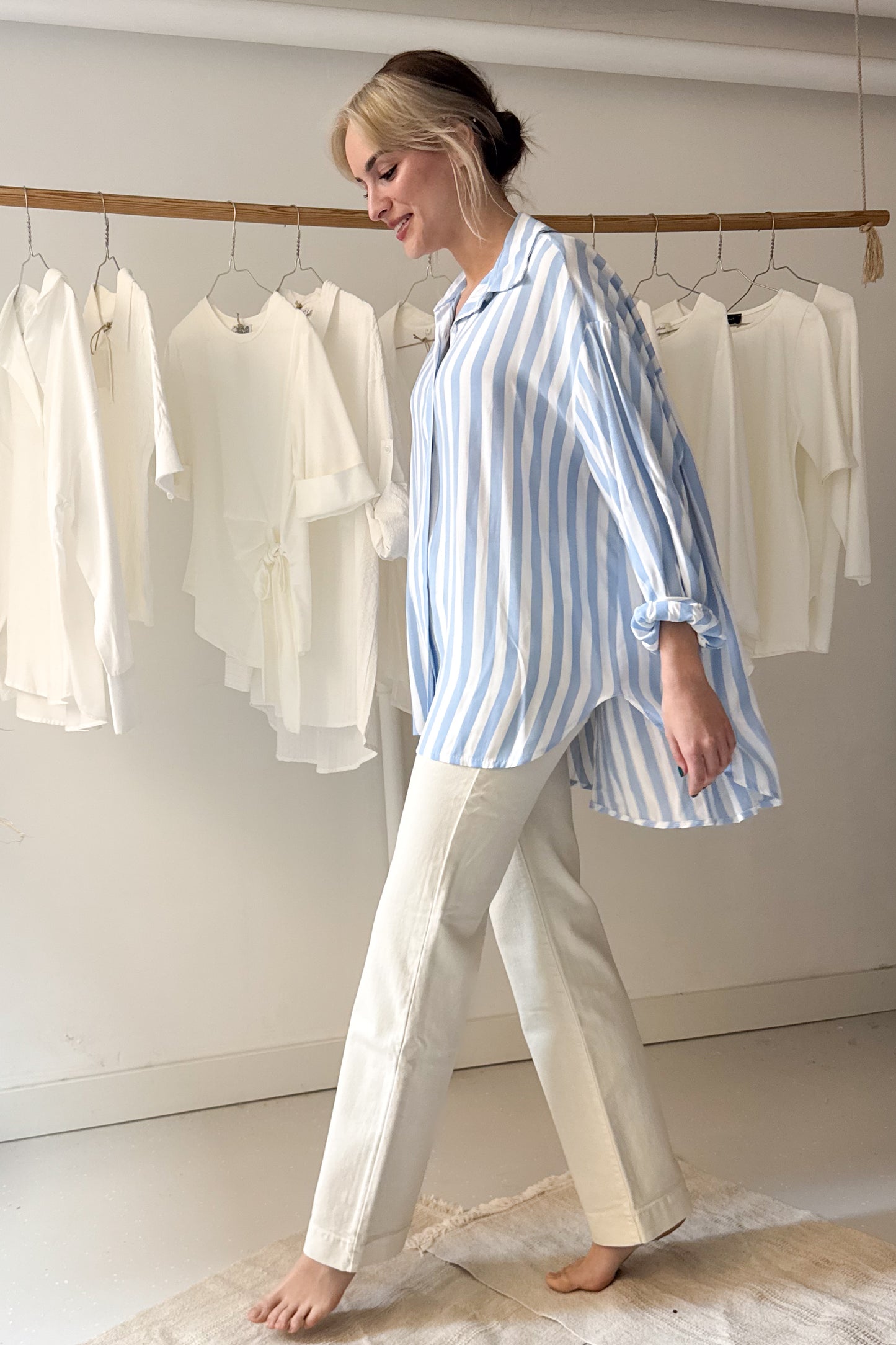 Kék csíkos oversize ing