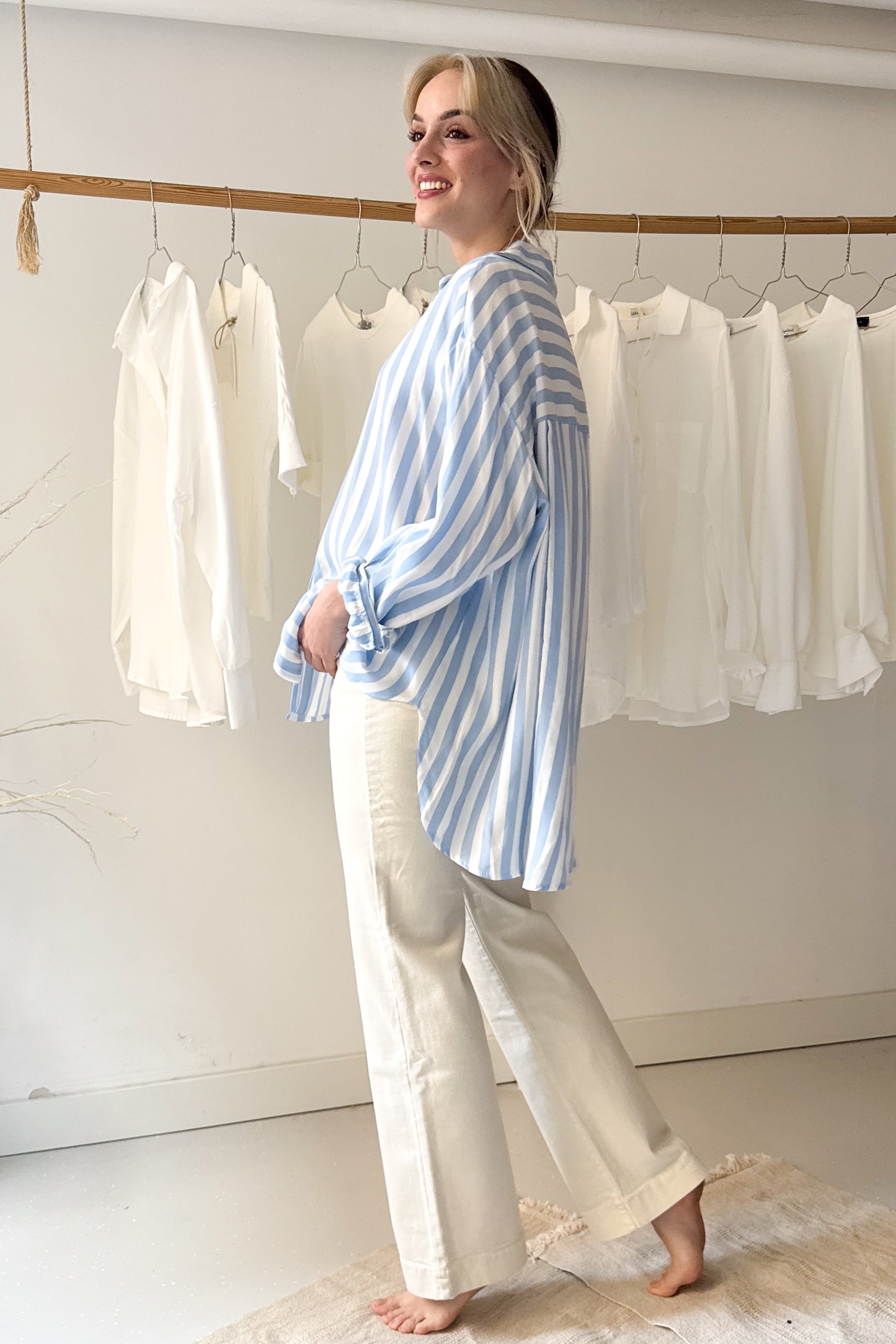 Kék csíkos oversize ing