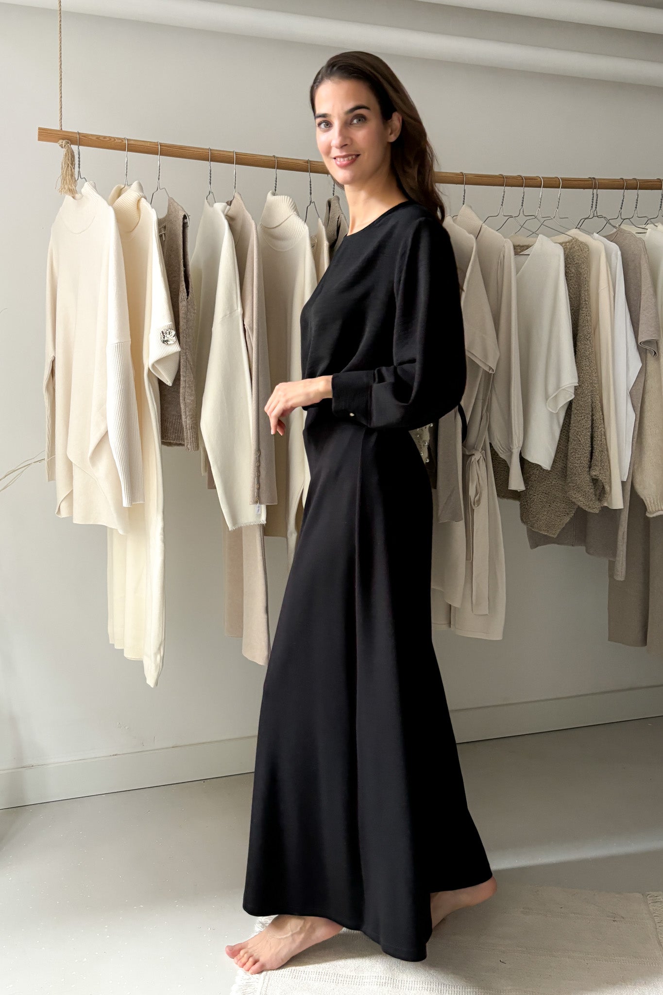 Bő ujjszabású blúz - fekete