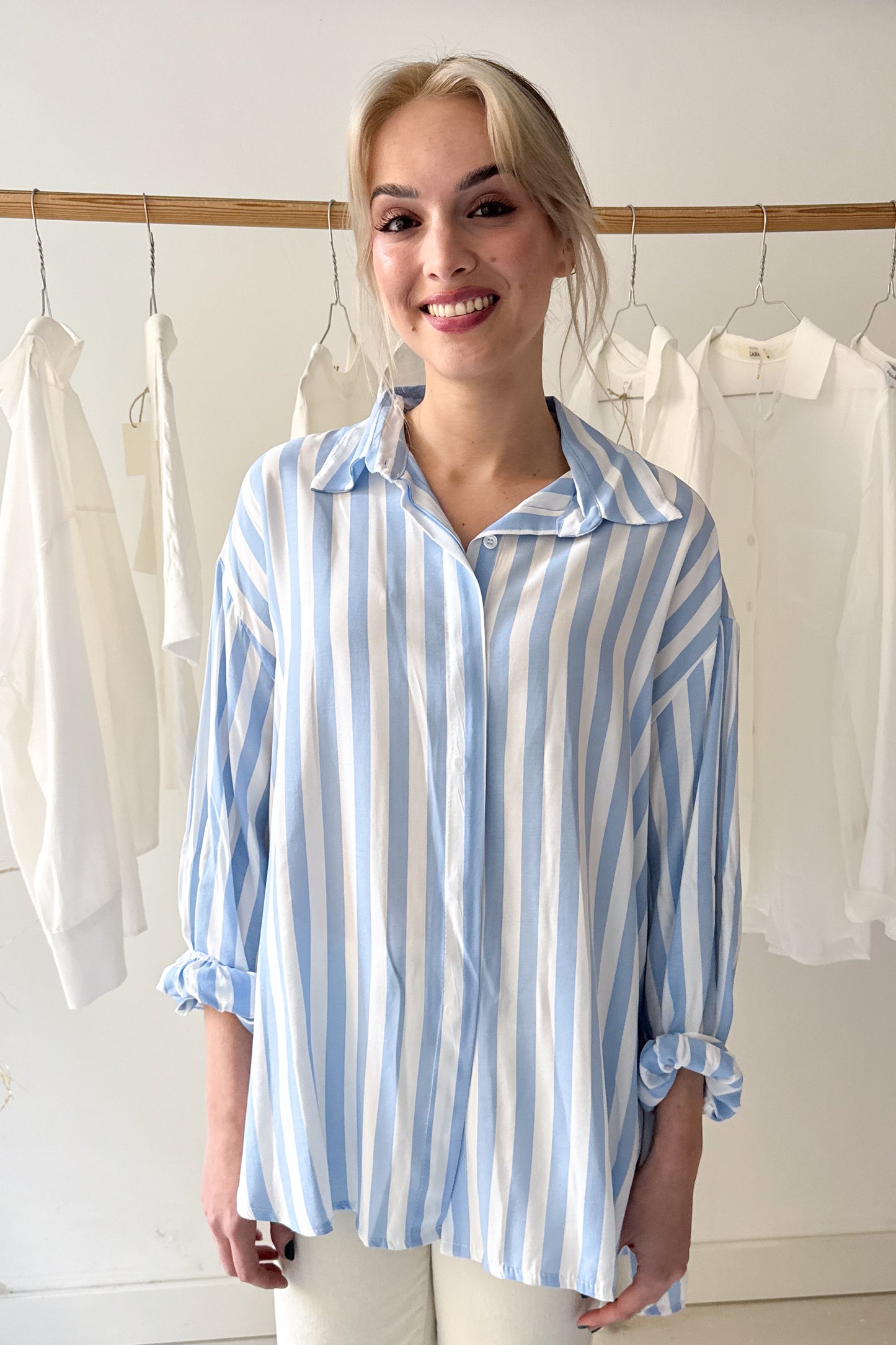 Kék csíkos oversize ing