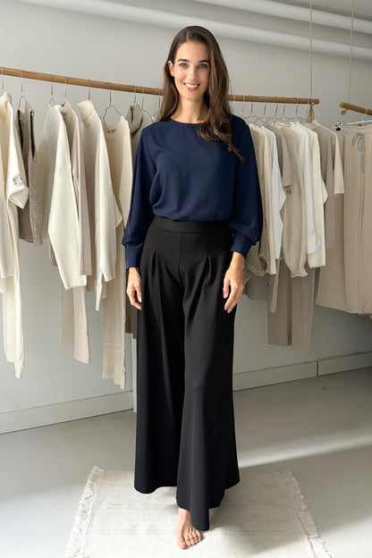 Wide-sleeved blouse - blue