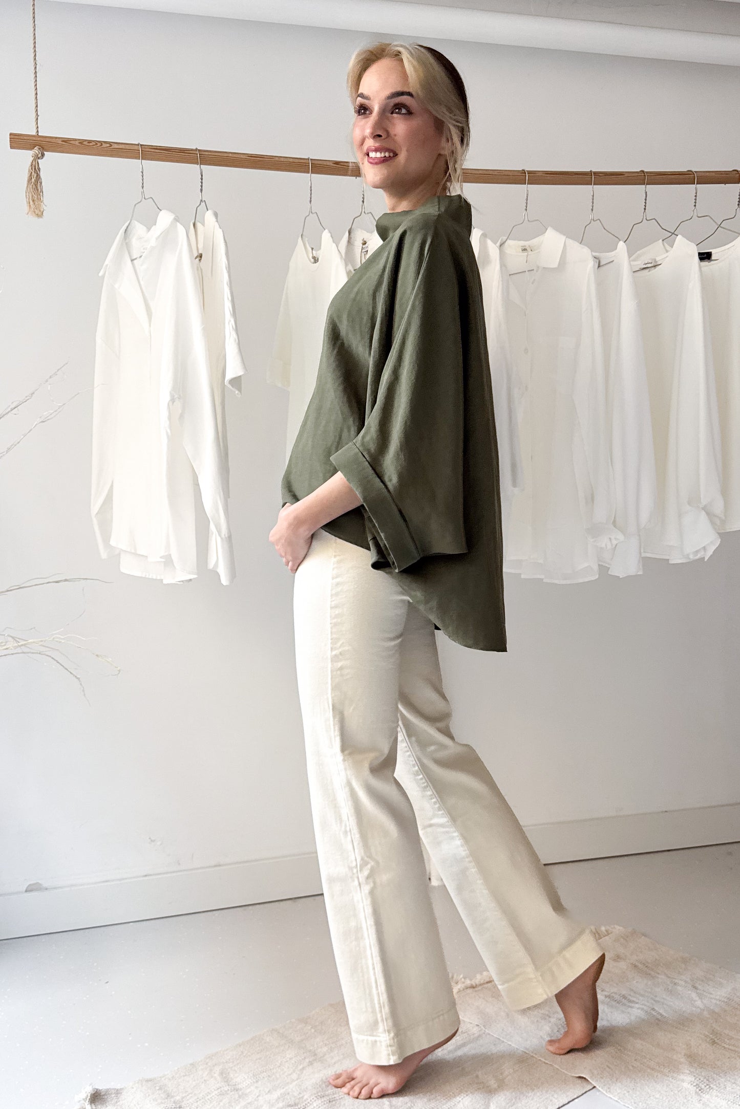 Denevérujjú felső - khaki
