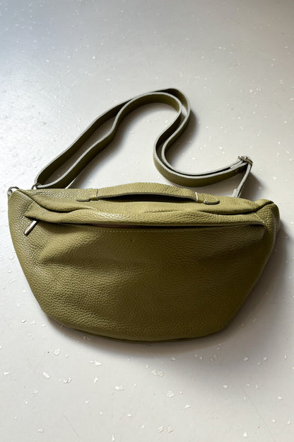 Oversize leather belt bag - khaki