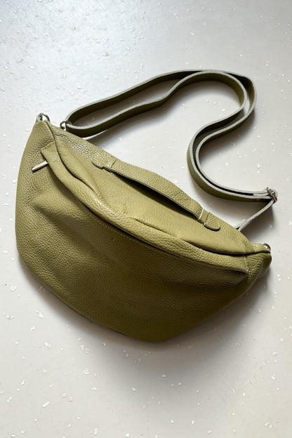 Oversize leather belt bag - khaki