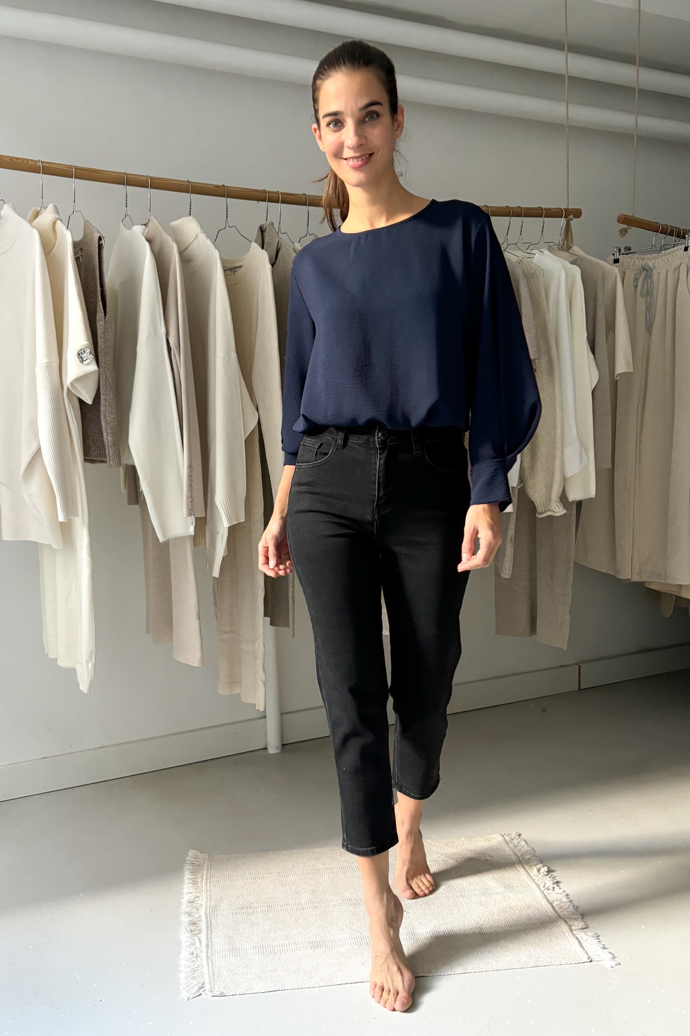 Wide-sleeved blouse - blue
