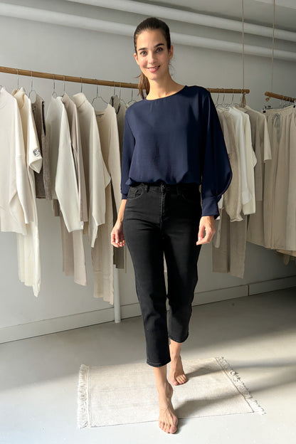 Wide-sleeved blouse - blue