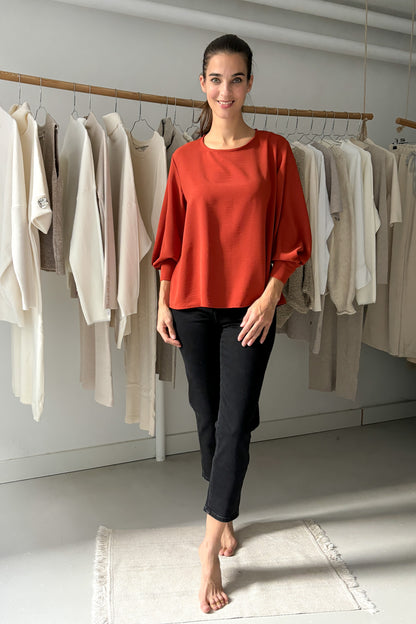 Bő ujjszabású blúz - vörös