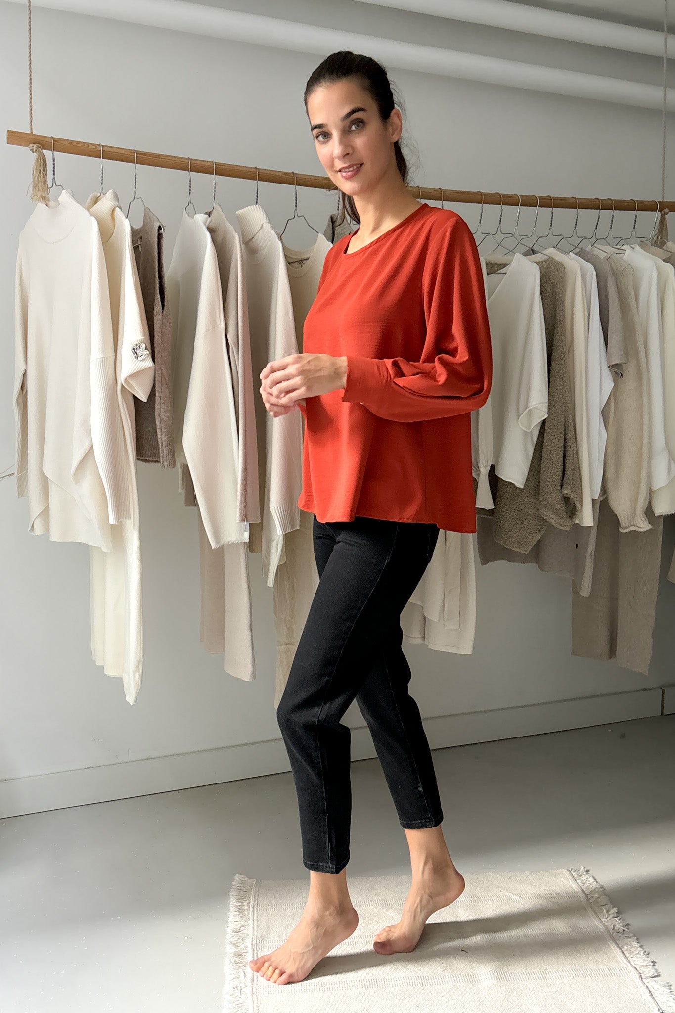 Bő ujjszabású blúz - vörös