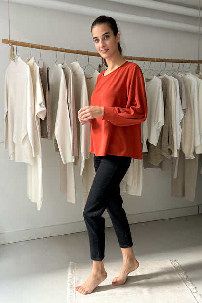 Bő ujjszabású blúz - vörös