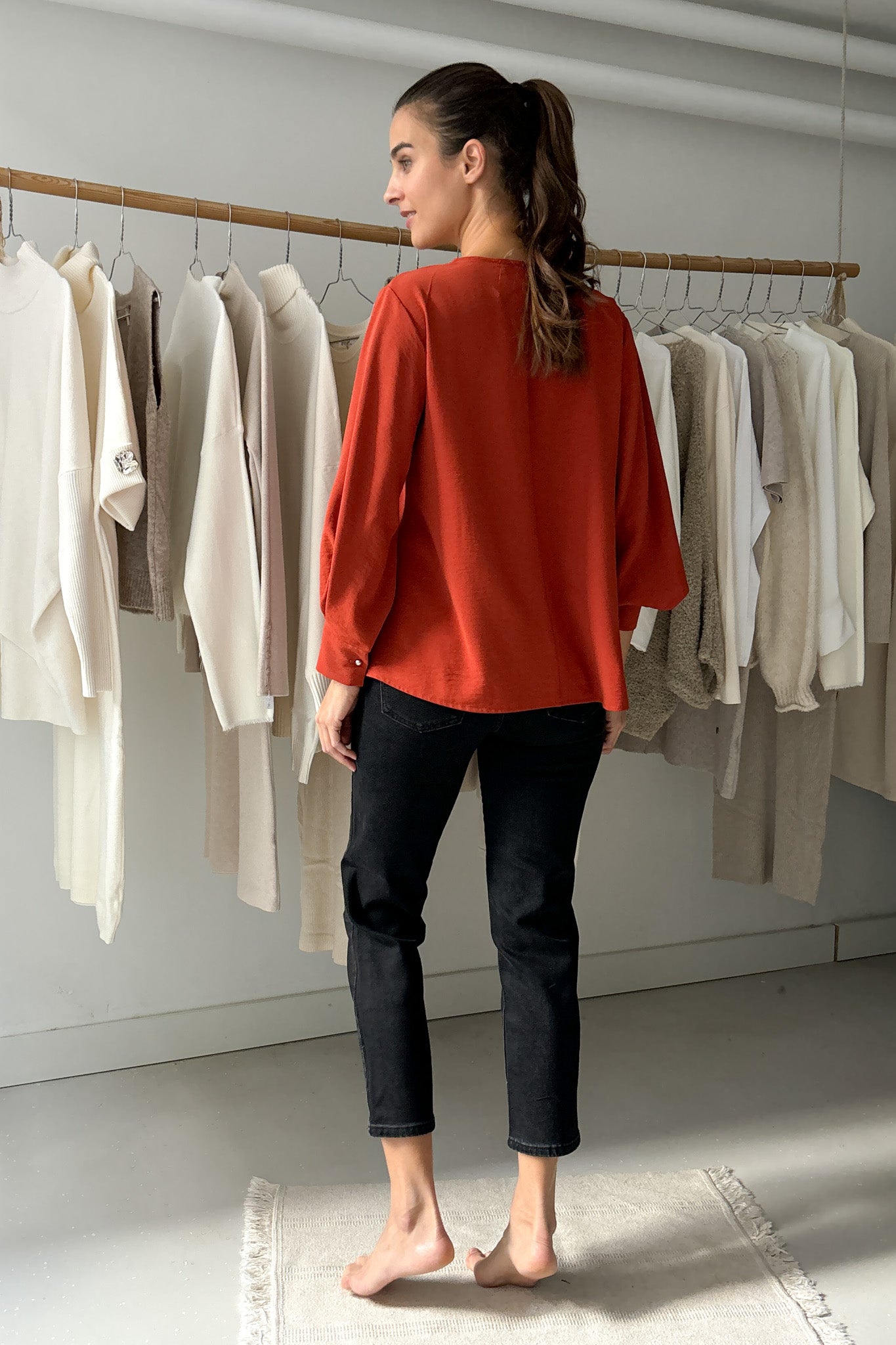 Bő ujjszabású blúz - vörös