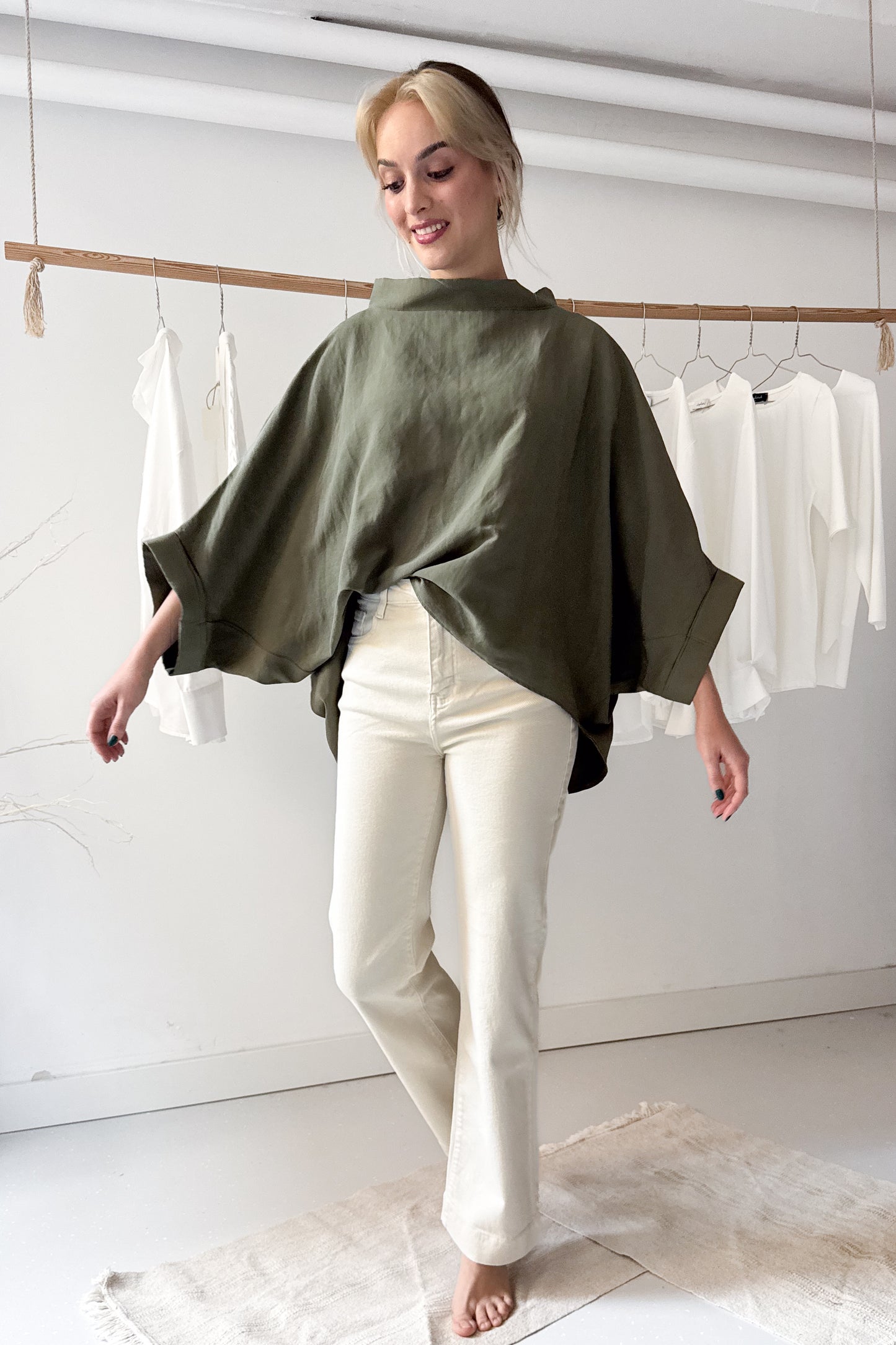 Denevérujjú felső - khaki