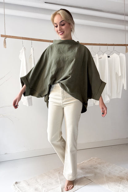 Denevérujjú felső - khaki