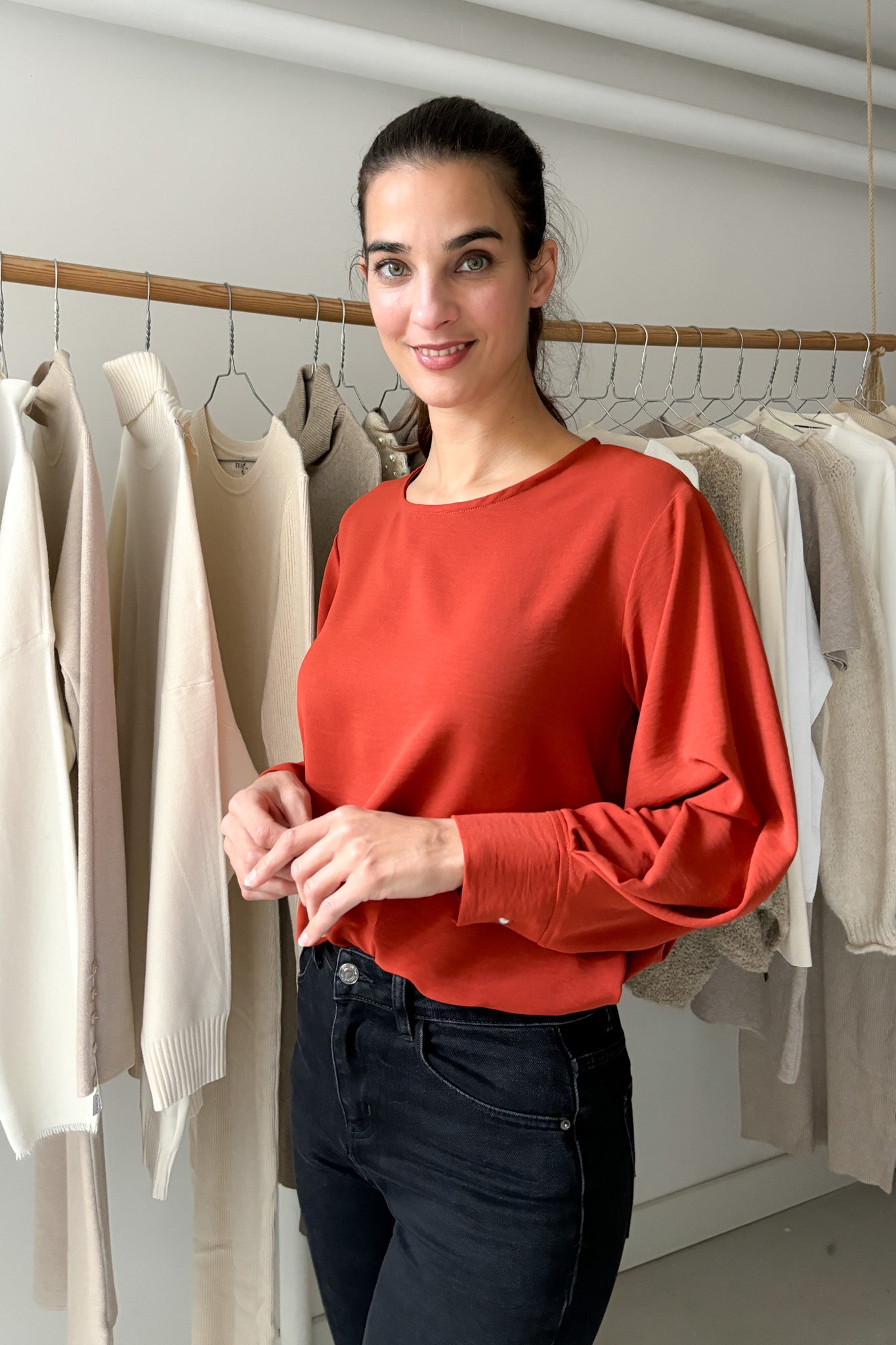 Bő ujjszabású blúz - vörös