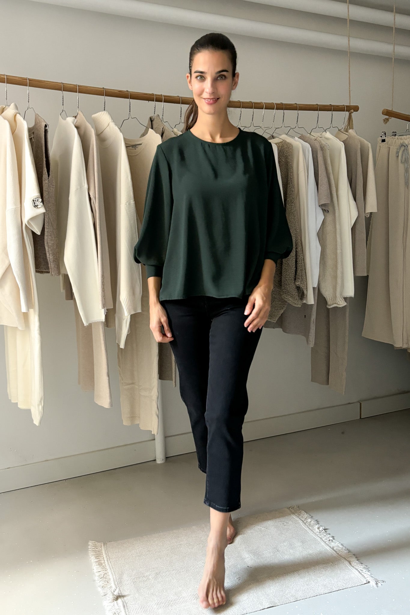 Bő ujjszabású blúz - zöld