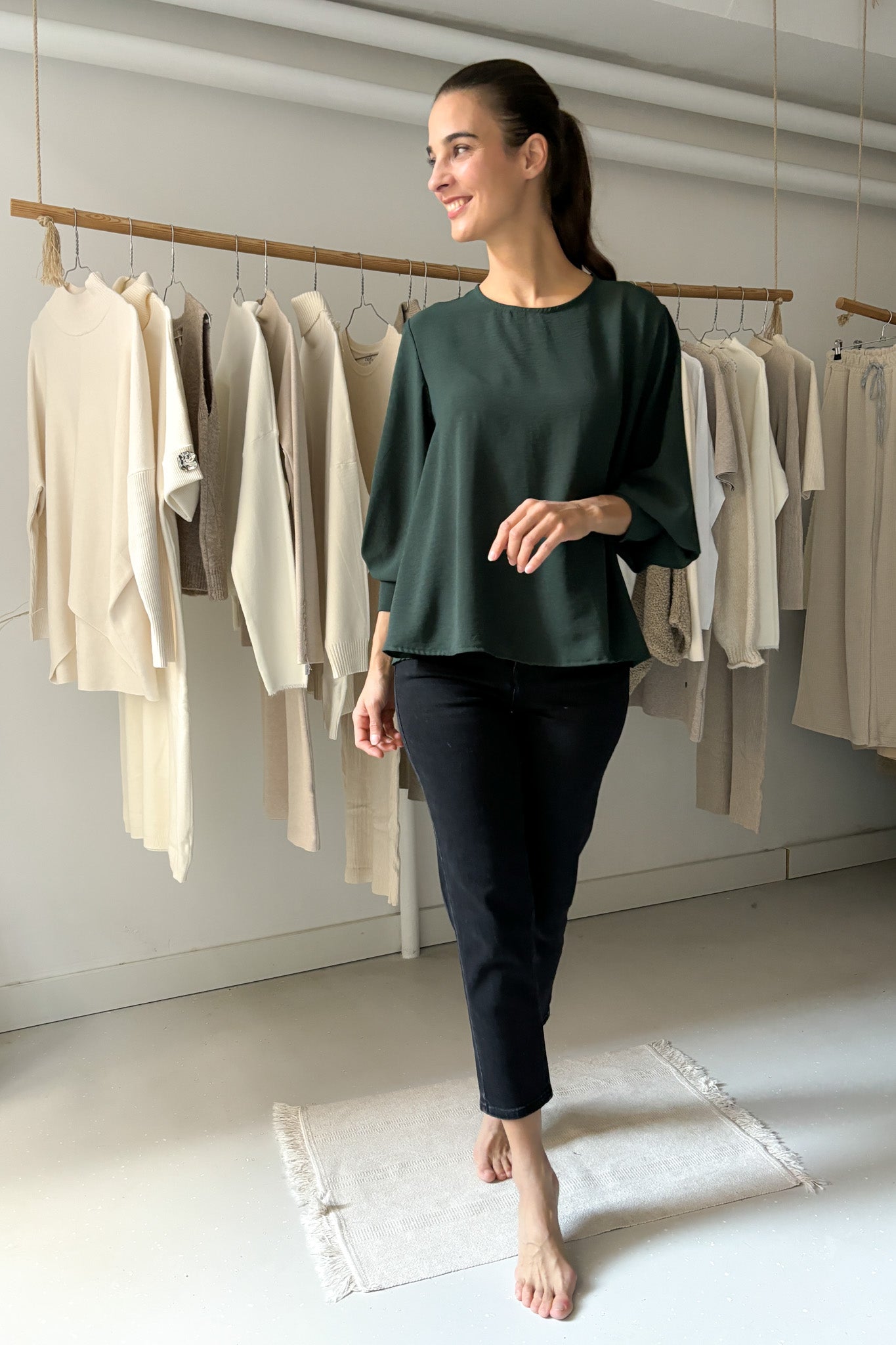 Bő ujjszabású blúz - zöld