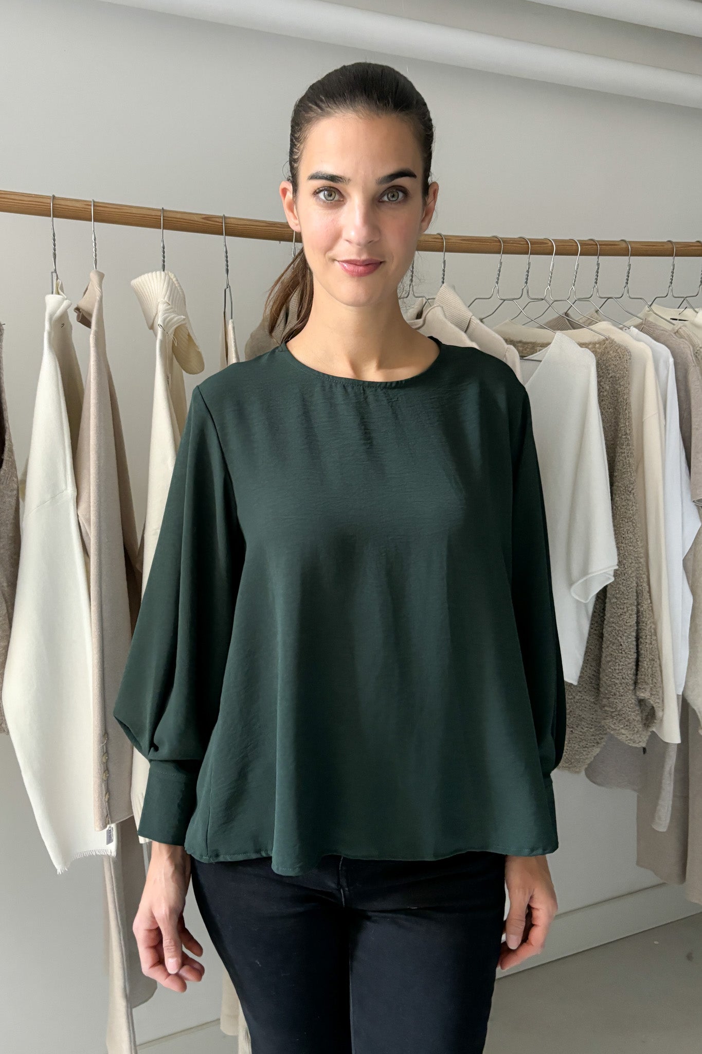 Bő ujjszabású blúz - zöld