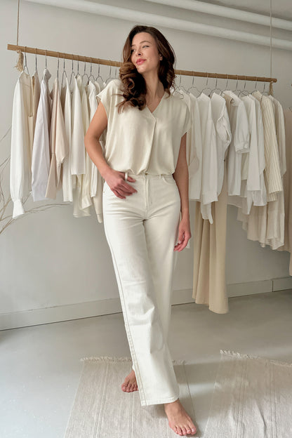 Hajtásos rövidujjú blúz