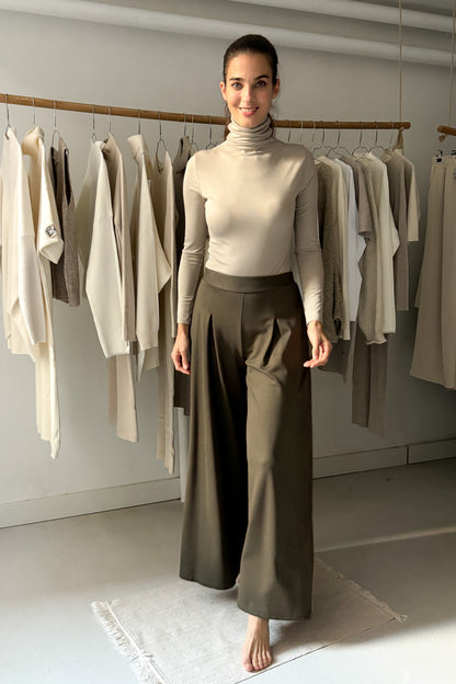 Vastag lenge viszkóz nadrág - erdőzöld