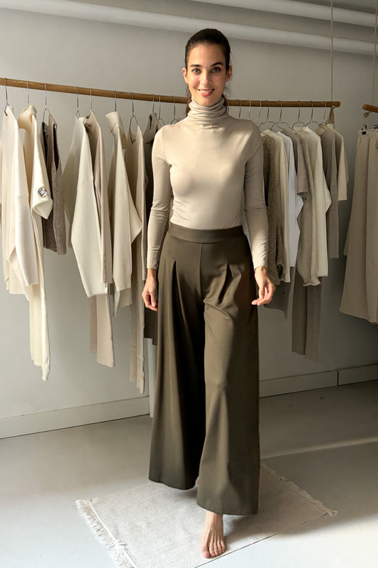 Vastag lenge viszkóz nadrág - erdőzöld