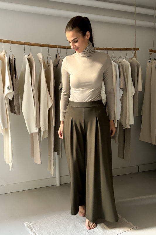 Vastag lenge viszkóz nadrág - erdőzöld