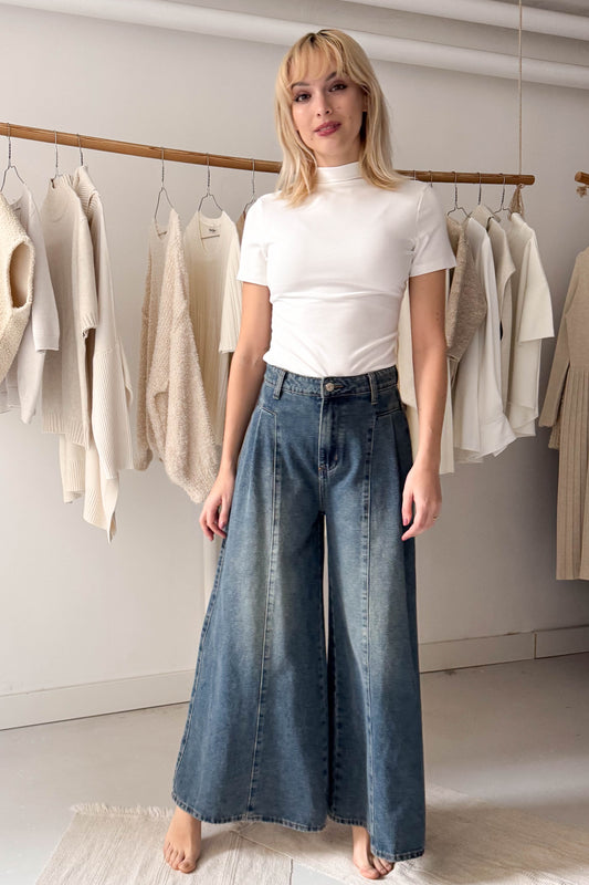 Széles szárú farmernadrág