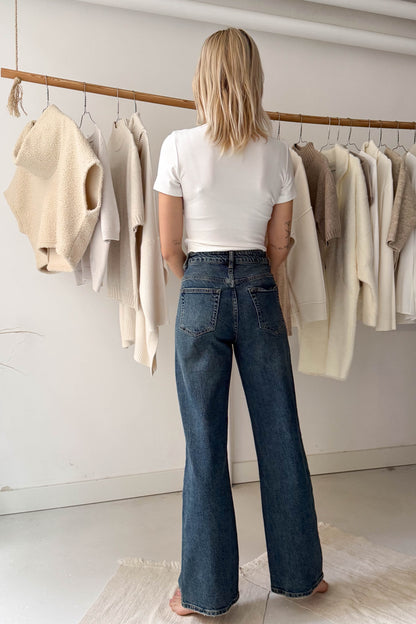 Egyenes szárú farmernadrág-sötétkék