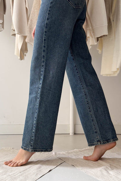 Egyenes szárú farmernadrág-sötétkék