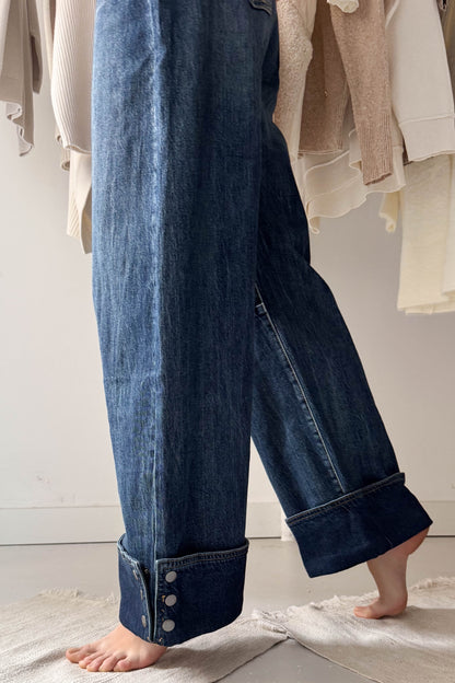 Ballon farmernadrág velúr övvel