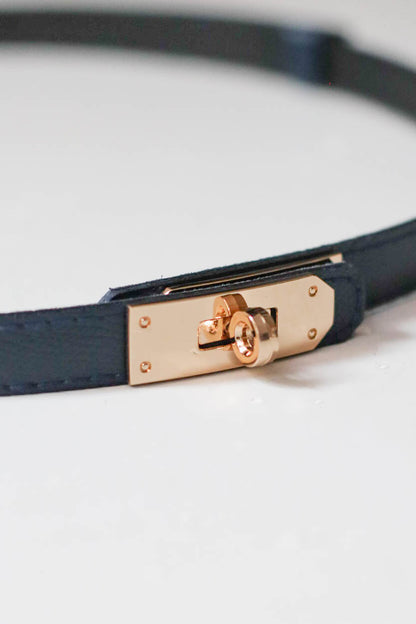 Állítható bőr öv-sötétkék