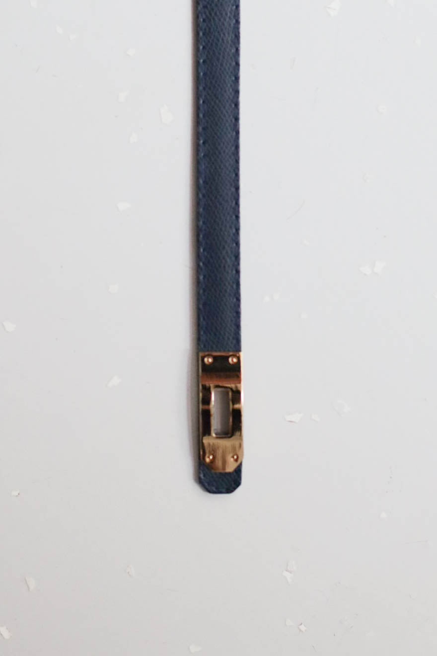 Állítható bőr öv-sötétkék