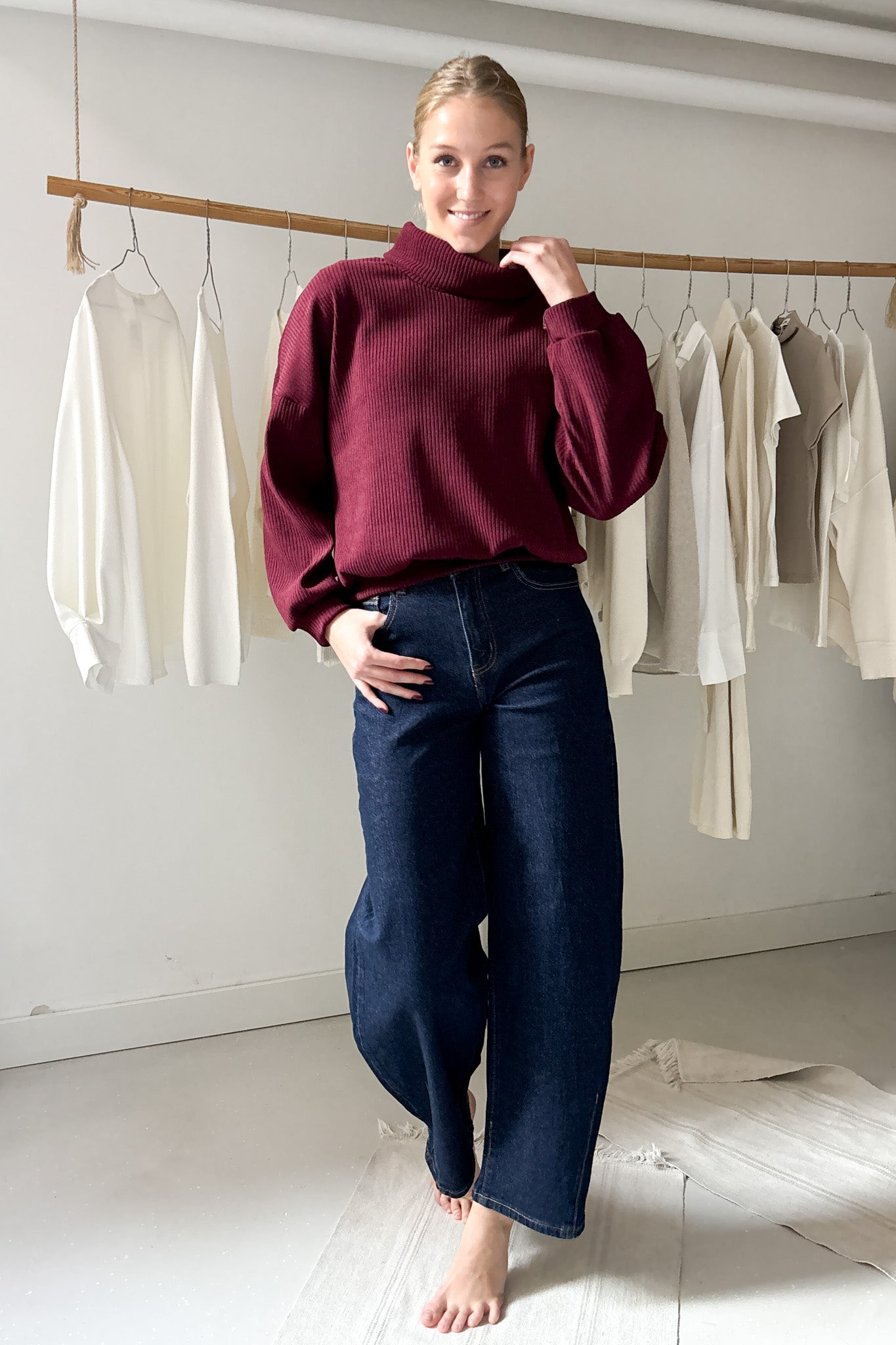 Kord hatású pulcsi - vörösbor