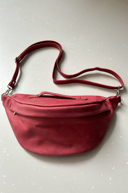 Oversize bőr övtáska - korallpiros