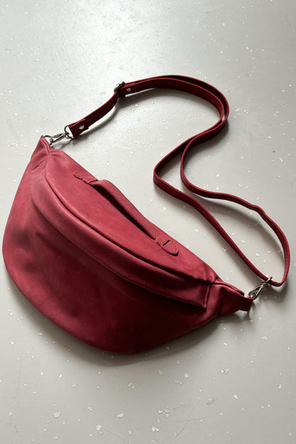 Oversize bőr övtáska - korallpiros