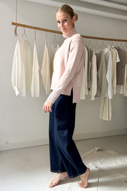 Garbós pulóver - púderrózsaszín