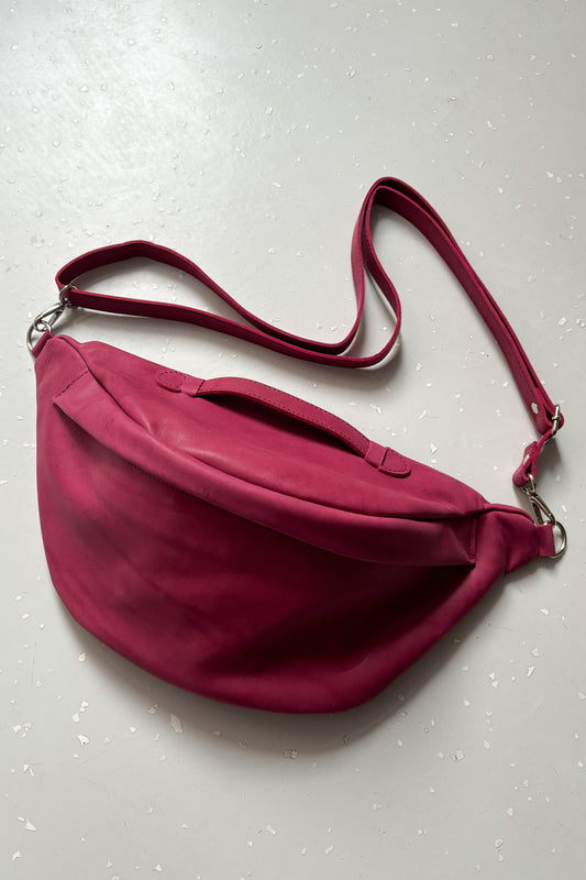 Oversize bőr övtáska - ciklámen