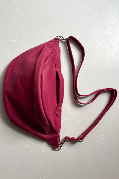 Oversize bőr övtáska - ciklámen