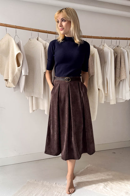 Kord szoknya-datolyabarna