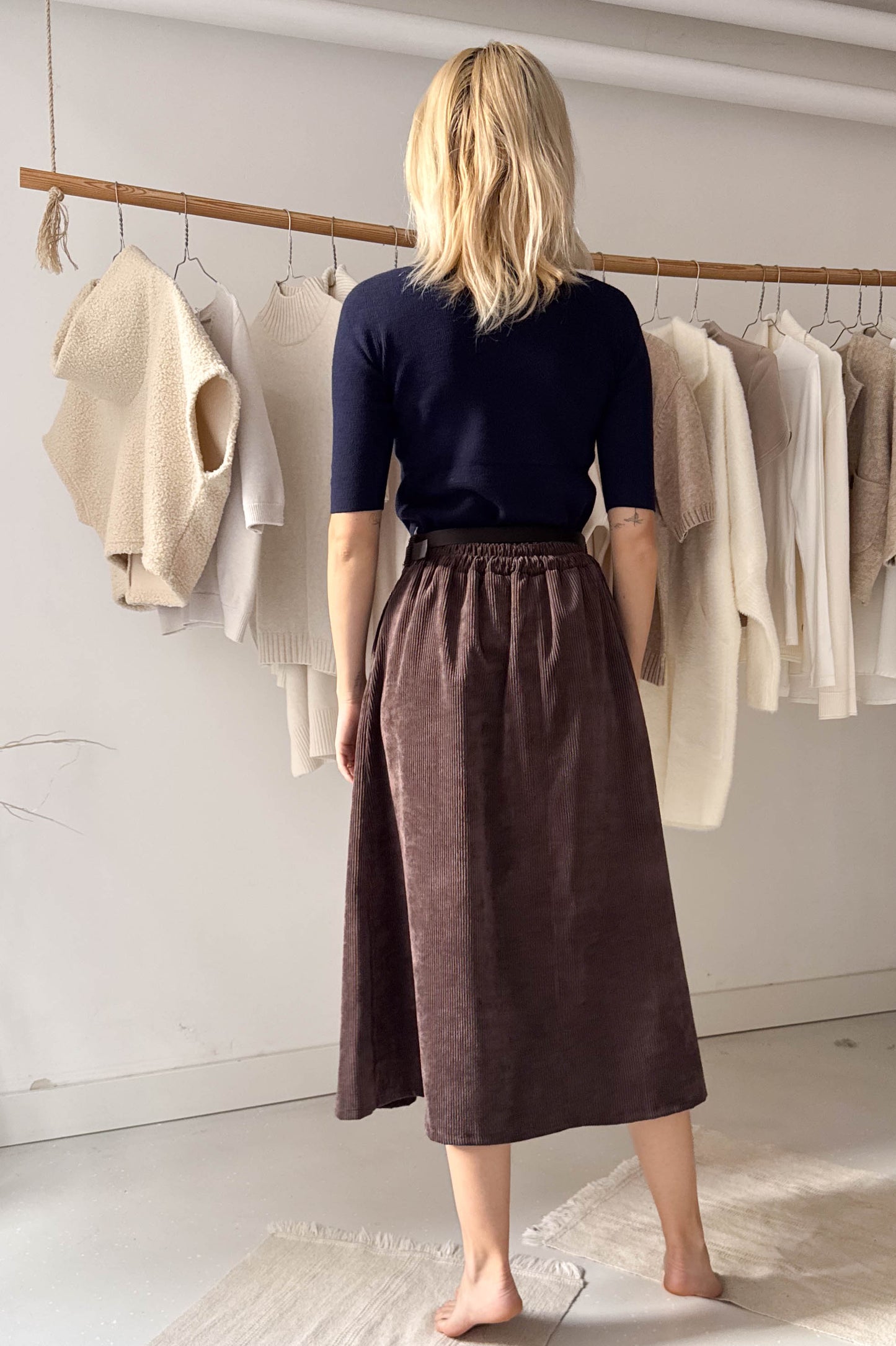 Kord szoknya-datolyabarna