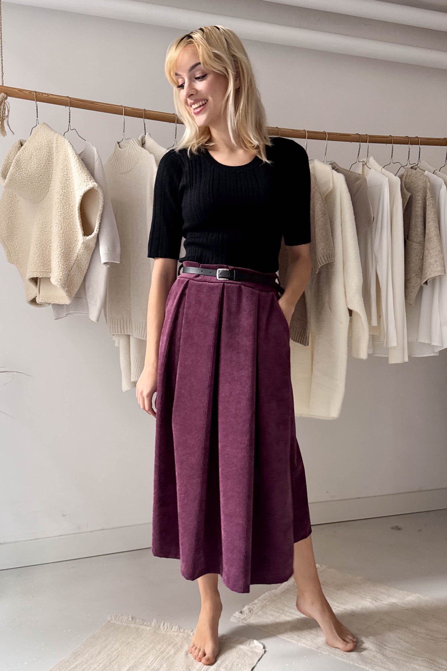 Fekete kötött rövidujjú felső