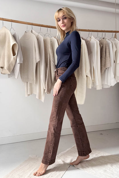 Wide leg farmer nadrág-rozsdabarna