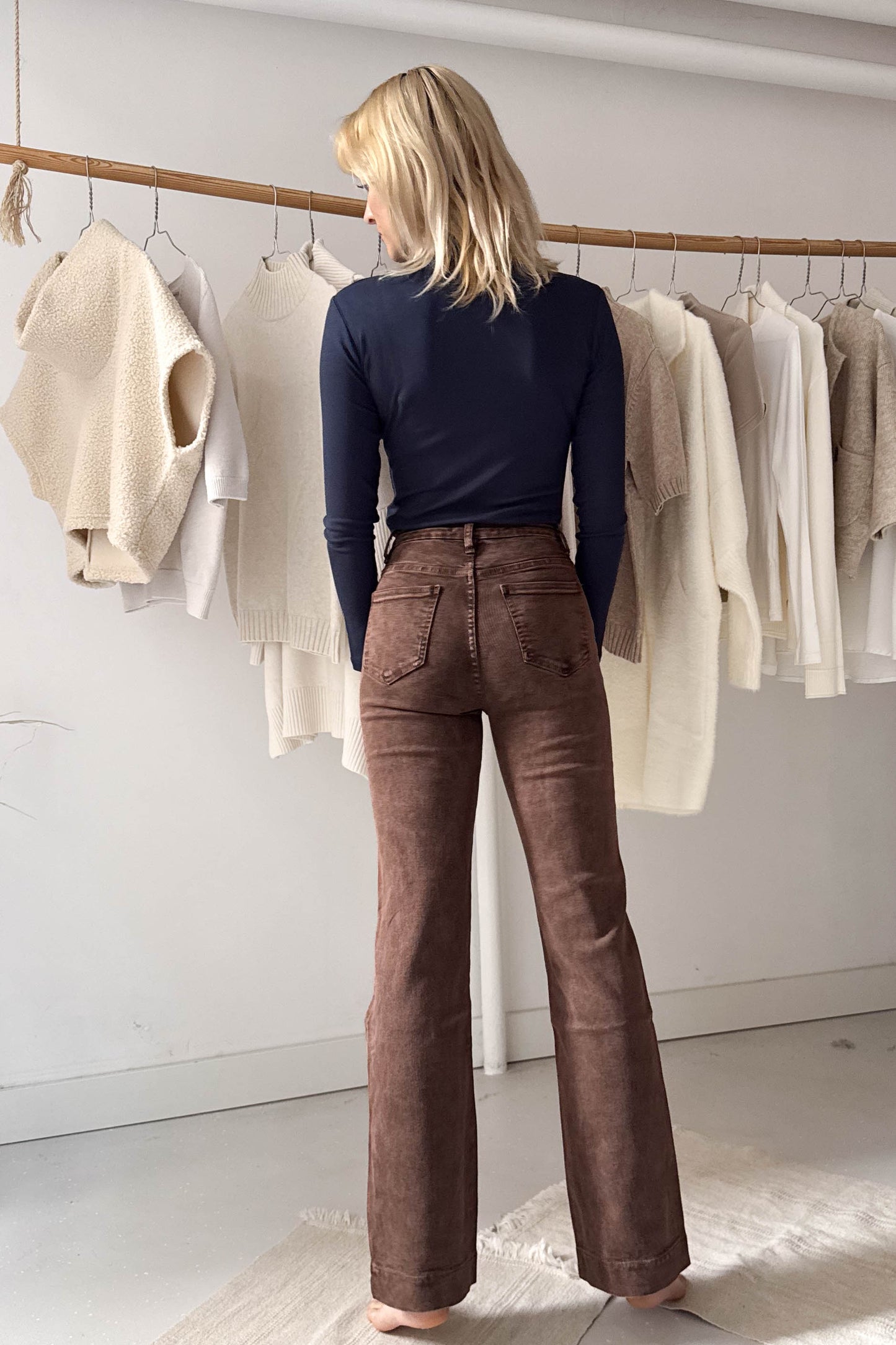 Wide leg farmer nadrág-rozsdabarna