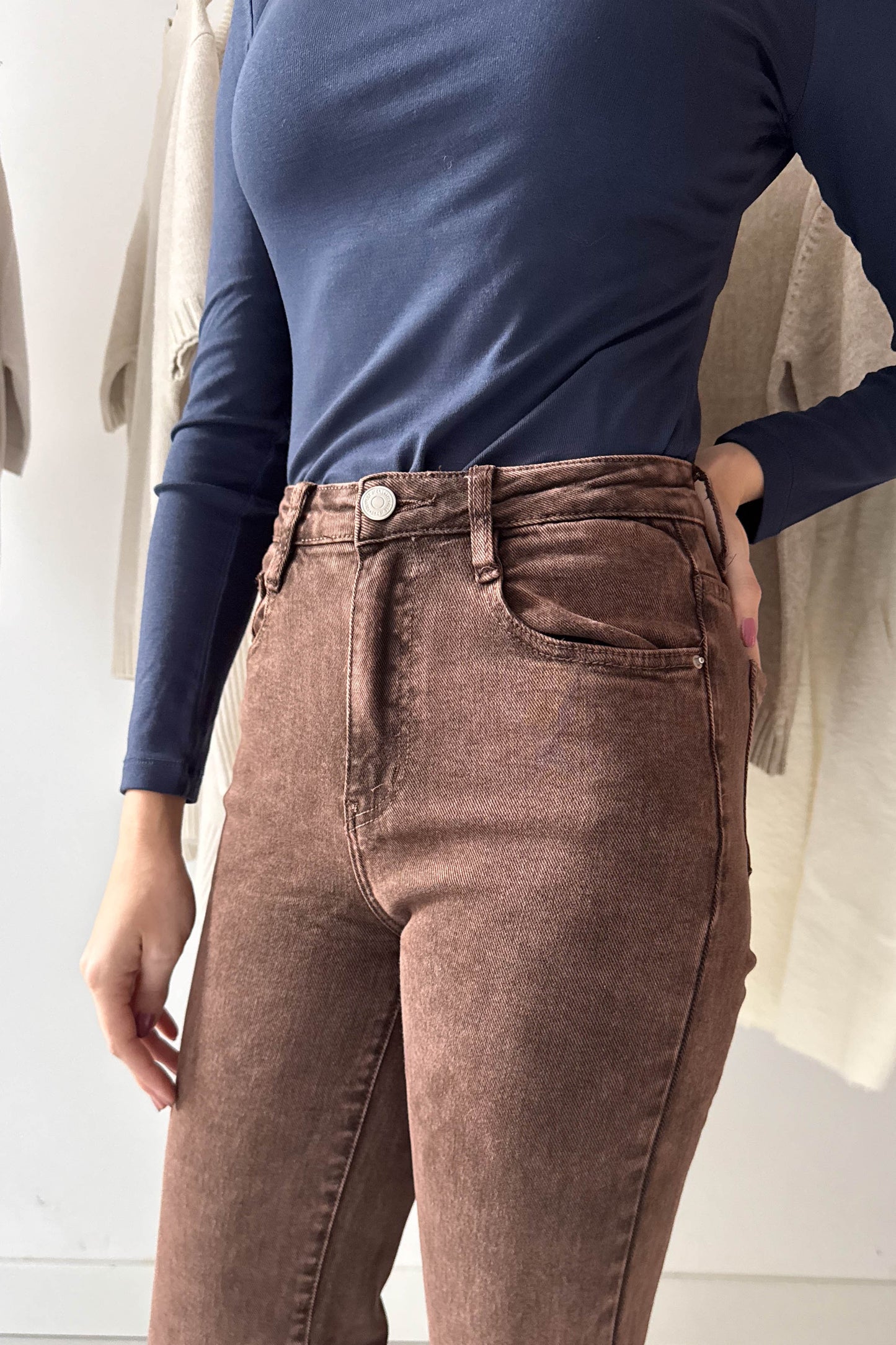 Wide leg farmer nadrág-rozsdabarna