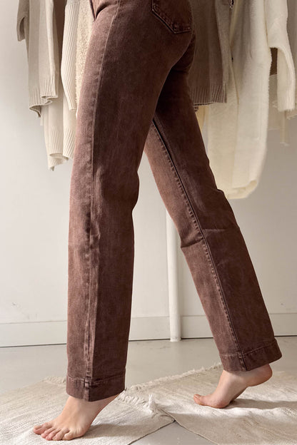 Wide leg farmer nadrág-rozsdabarna