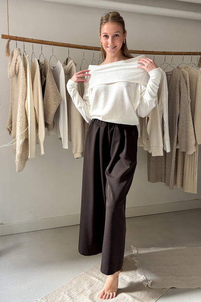 Kámzsanyakú pulóver - fehér