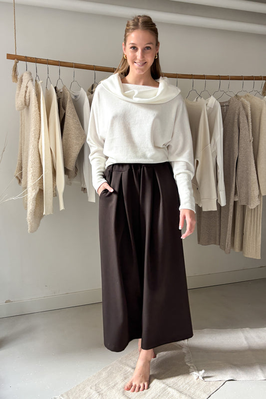 Kámzsanyakú pulóver - fehér