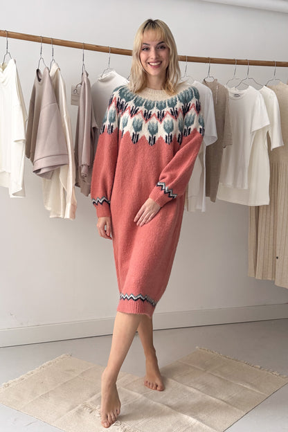 Mintás vastag kötött midi ruha