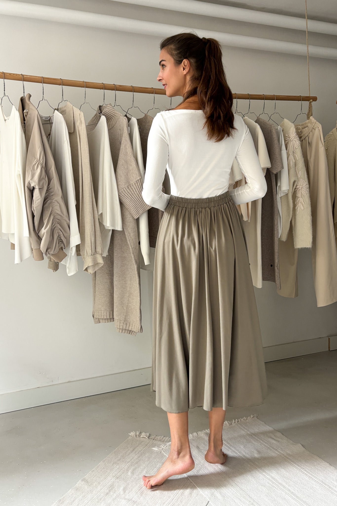 Midiszoknya - olivazöld