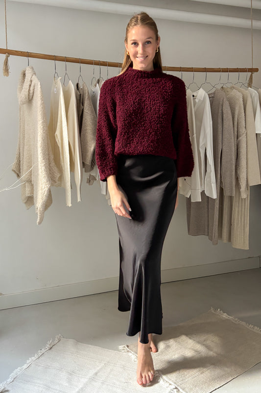 3/4-es ujjú buklé felső - burgundi